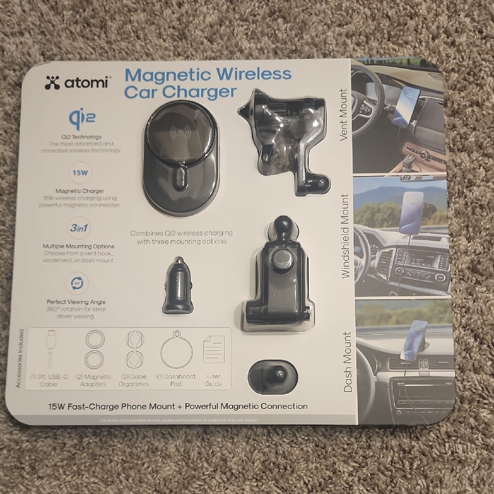 Atomi Qi2 Wireless Car Charging Kit